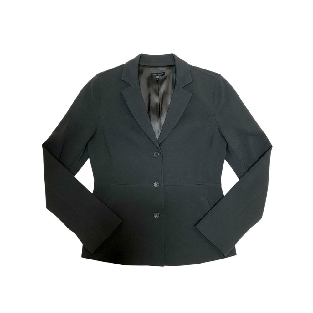 Eileen Fisher Italian Fabric Blazer Charcoal Grey Silk Blend Lining Size M